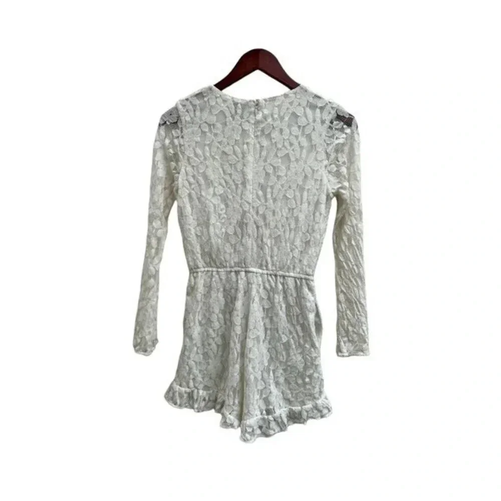 Disney Beauty And The Beast Sz‎ S Lined Romper Playsuit White Lace Bell Sleeves‍